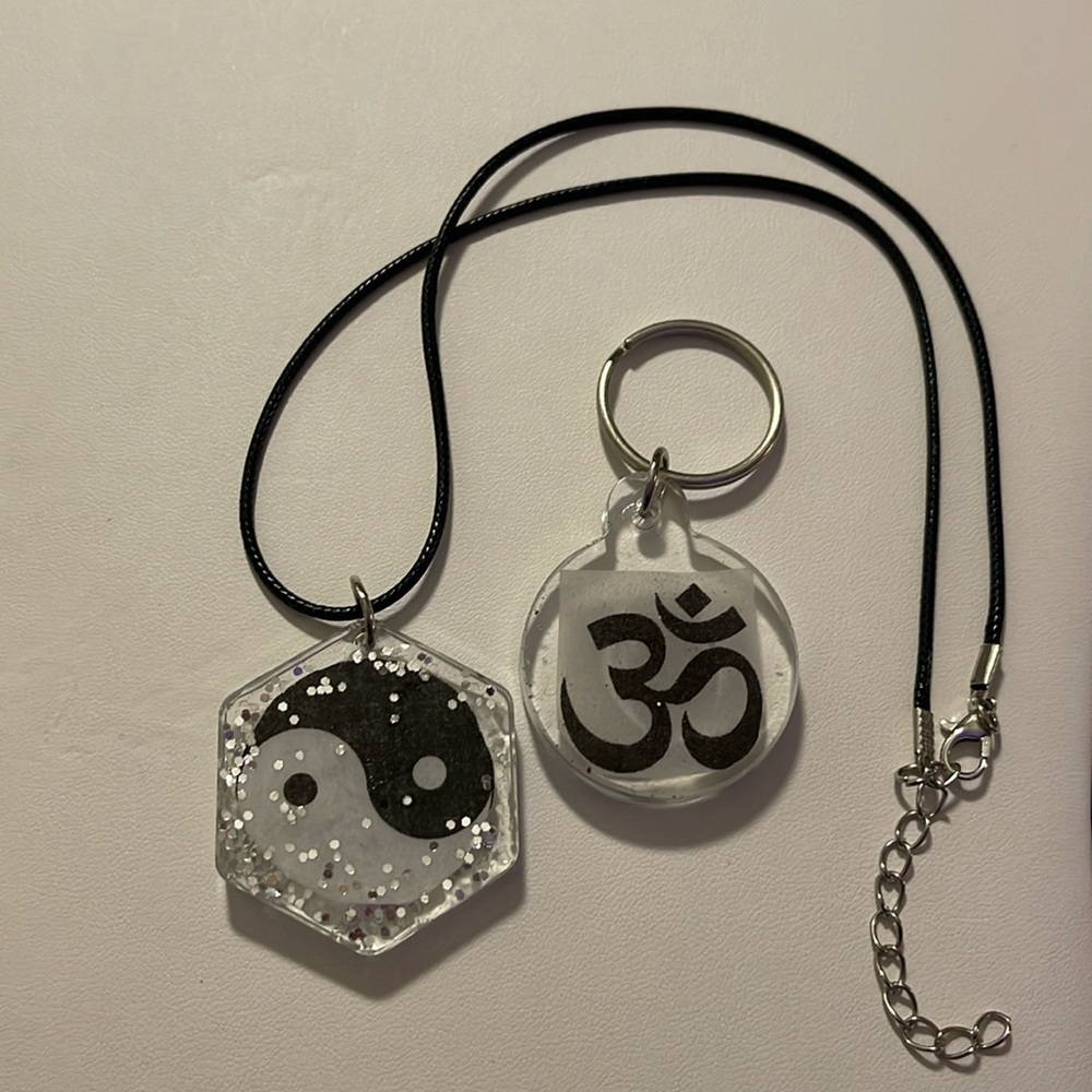 A necklace and key chain